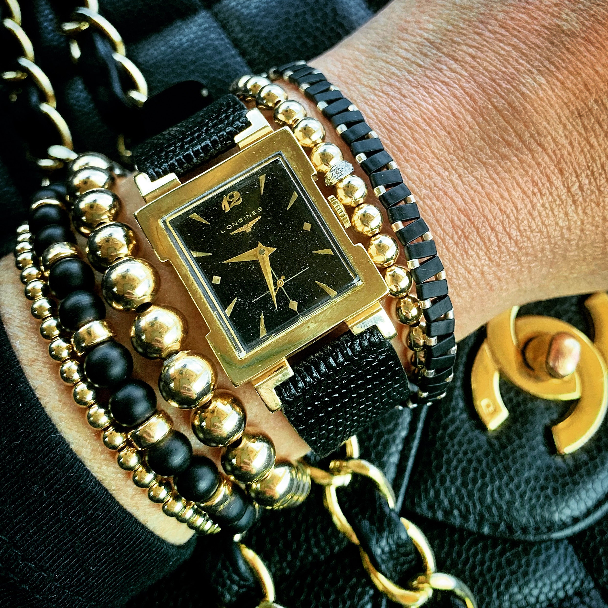 Black and Gold Roundel 6mm Bracelet