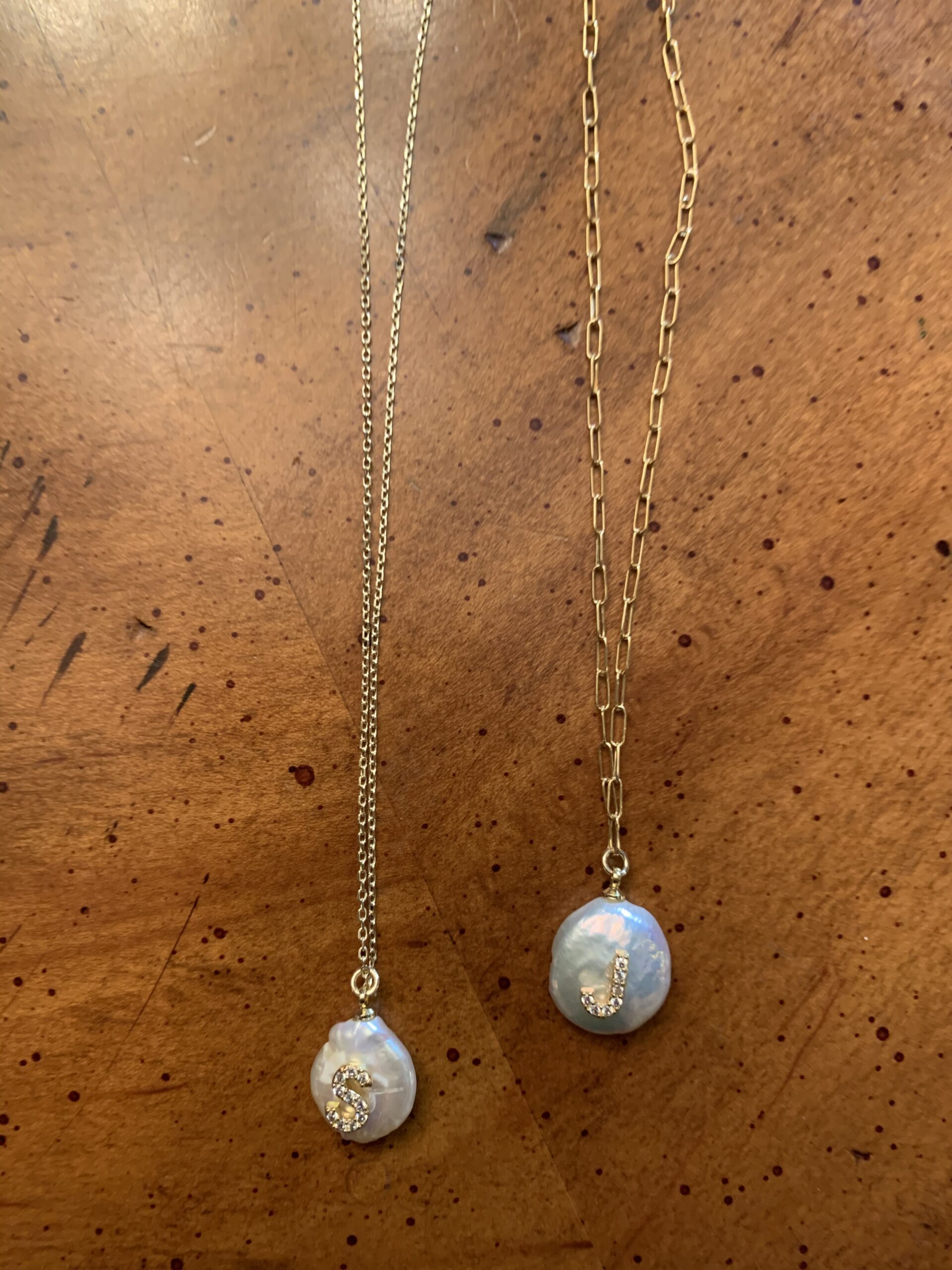 Pearl Initial Drop Chain Necklace