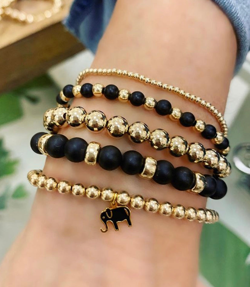 Black and Gold Roundel 6mm Bracelet