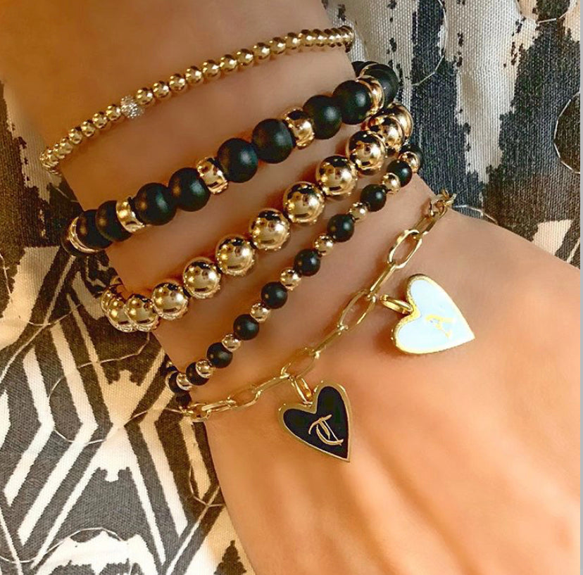 Black and Gold "Bellamy" 4mm Bracelet